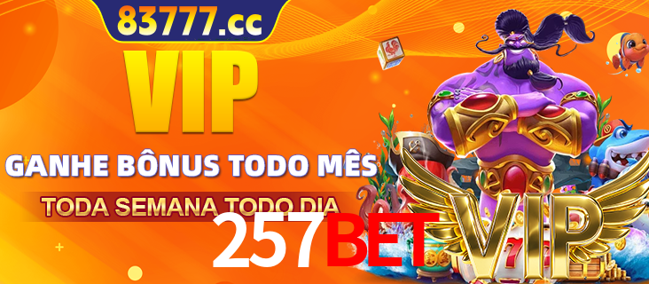Banner promocional do 257BET oferecendo 100% de recompensas adicionais contínuas para quem fizer o login diário (Daily sign-in), com um mascote de coelho.