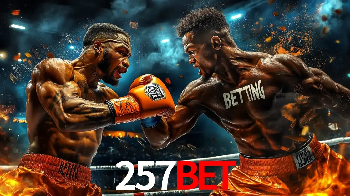 Dois boxeadores em uma luta intensa e explosiva, representando a adrenalina e as oportunidades de apostas em esportes de combate disponíveis na plataforma 257BET.